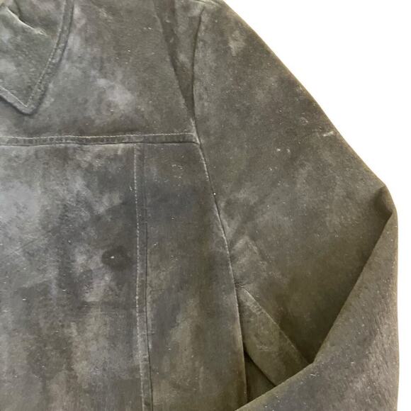 LOFT Vintage Y2K Black Suede Jacket Button Front Relaxed Casual Whimsygoth Sz L - Picture 14 of 16